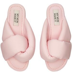 My Mum Made It Pink Padded Slippers Size EU 40 US 9 Womens Slides Knotted